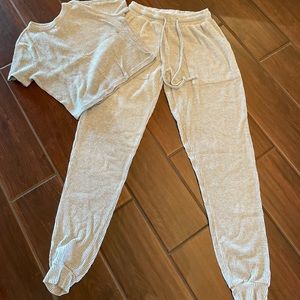 Rue 21 sz SM grey pajamas Cozy Collection soft light set top pants